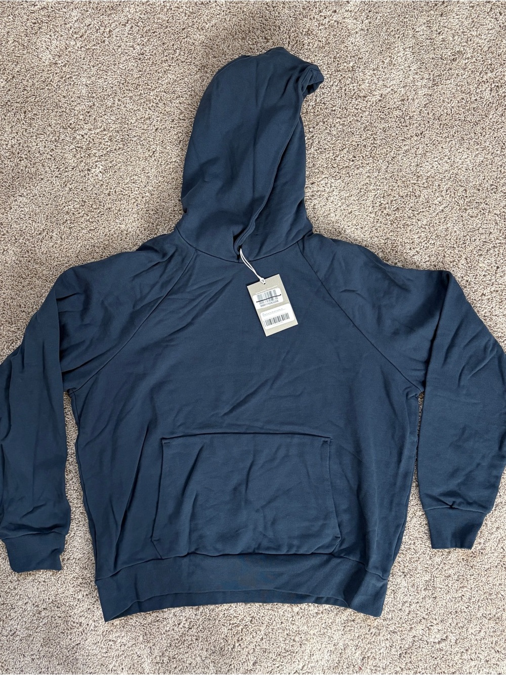 Everlane Size XL Organic Cotton Navy Hooded Pullover Sweatshirt - Men